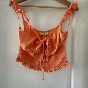 Roxy Orange Smocked Crop Top
